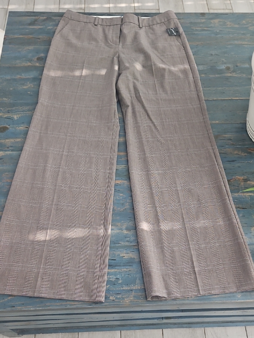 NWT The Limited Taupe Plaid Wide-Leg Trousers